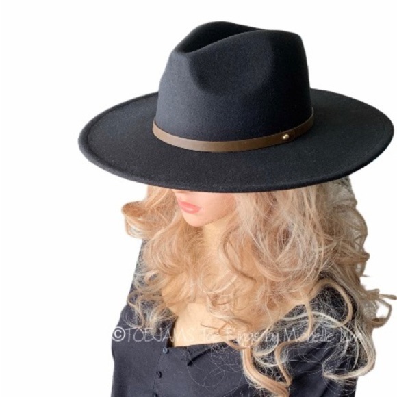 HAT Black Panama Hat Removable Band Cowboy Fedora Hat Sophisticated Bohemian Hat - Picture 2 of 4